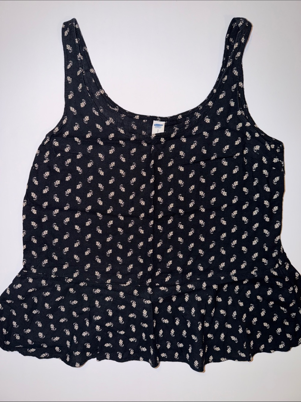 Old Navy Black Floral Peplum Top
